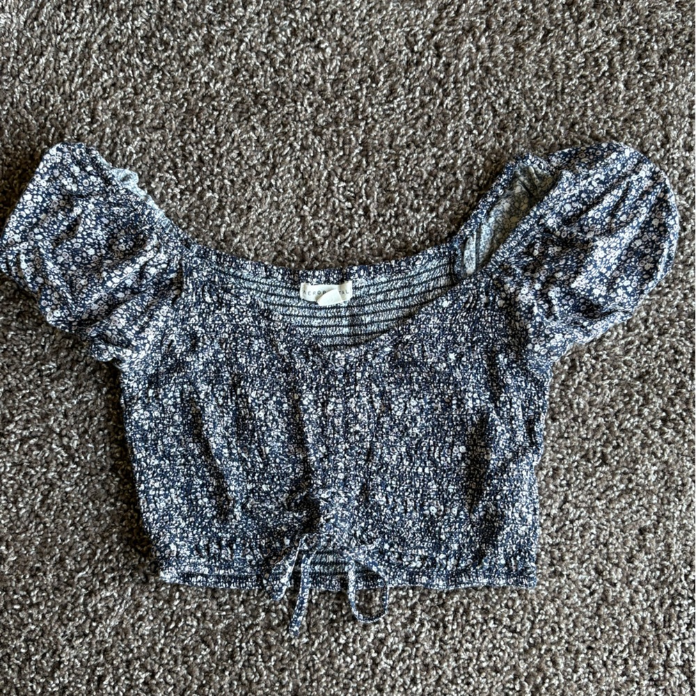 Aeropostale Navy and White Floral Top